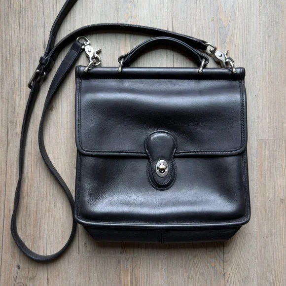 Coach Willis Black Leather Top-Handle Satchel with Detachable Strap - Picture 13 of 16